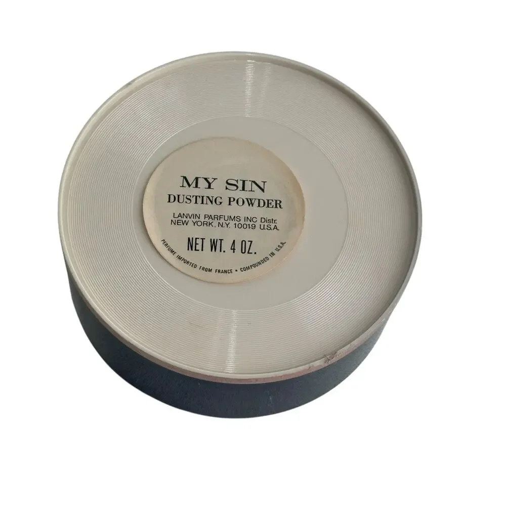 Lanvin My Sin Dusting Powder Black Round Container 9 oz Puff Parfums Vintage